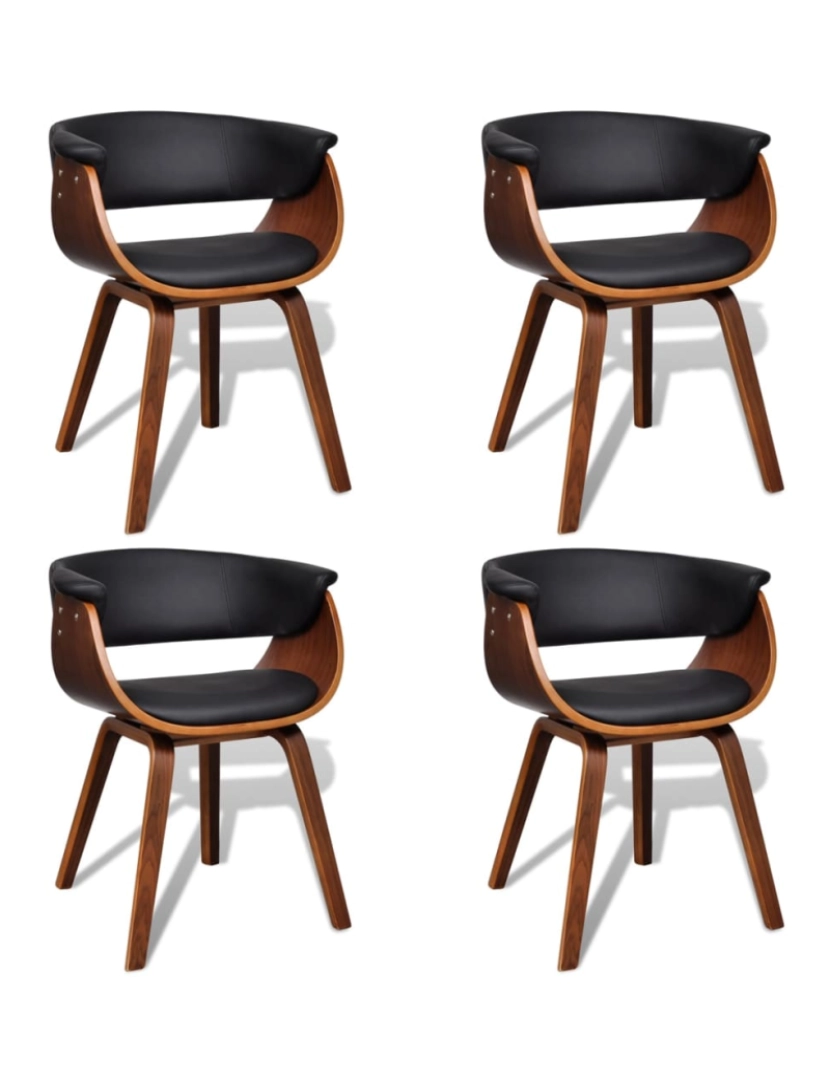 imagem de vidaXL Cadeiras de jantar 4 pcs madeira curvada e couro artificial1