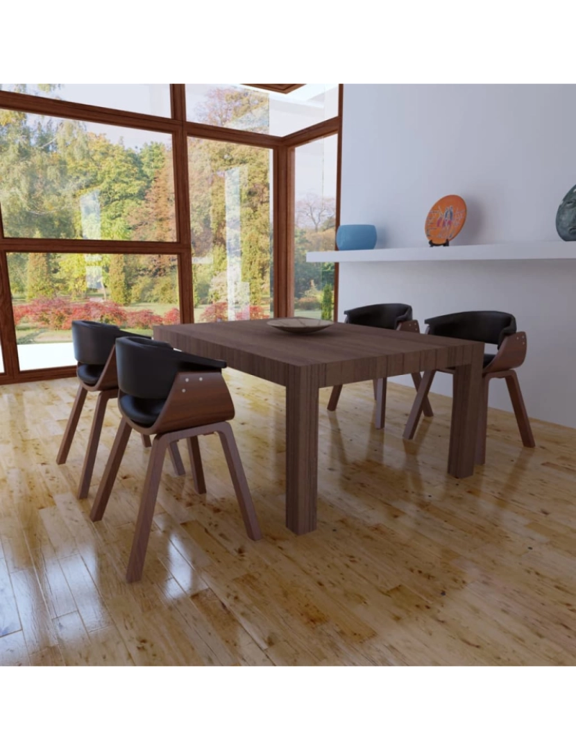 imagem de vidaXL Cadeiras de jantar 4 pcs madeira curvada e couro artificial2