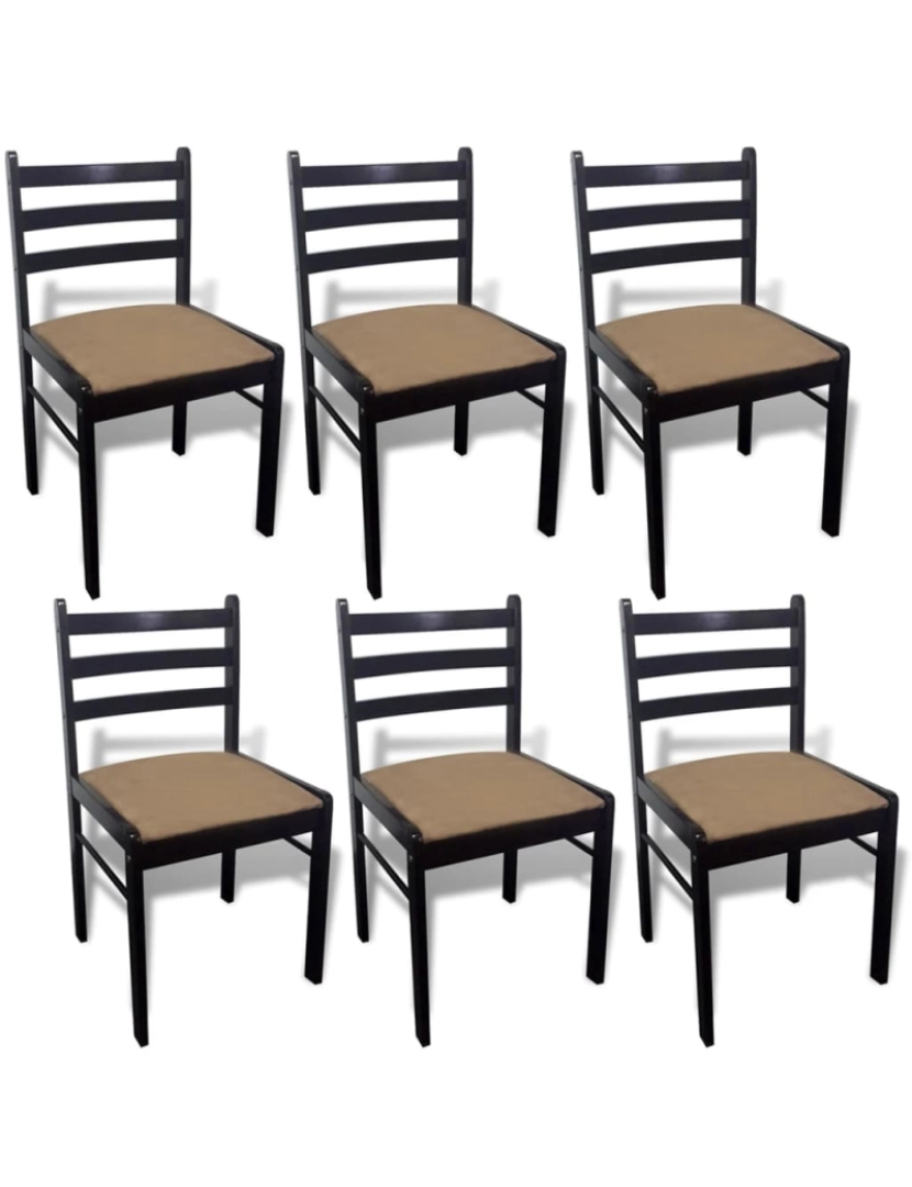 imagem de vidaXL Cadeiras de jantar 6 pcs madeira maciça e veludo castanho1