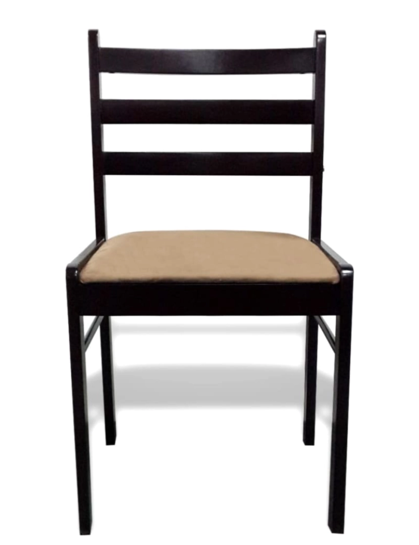 imagem de vidaXL Cadeiras de jantar 6 pcs madeira maciça e veludo castanho4
