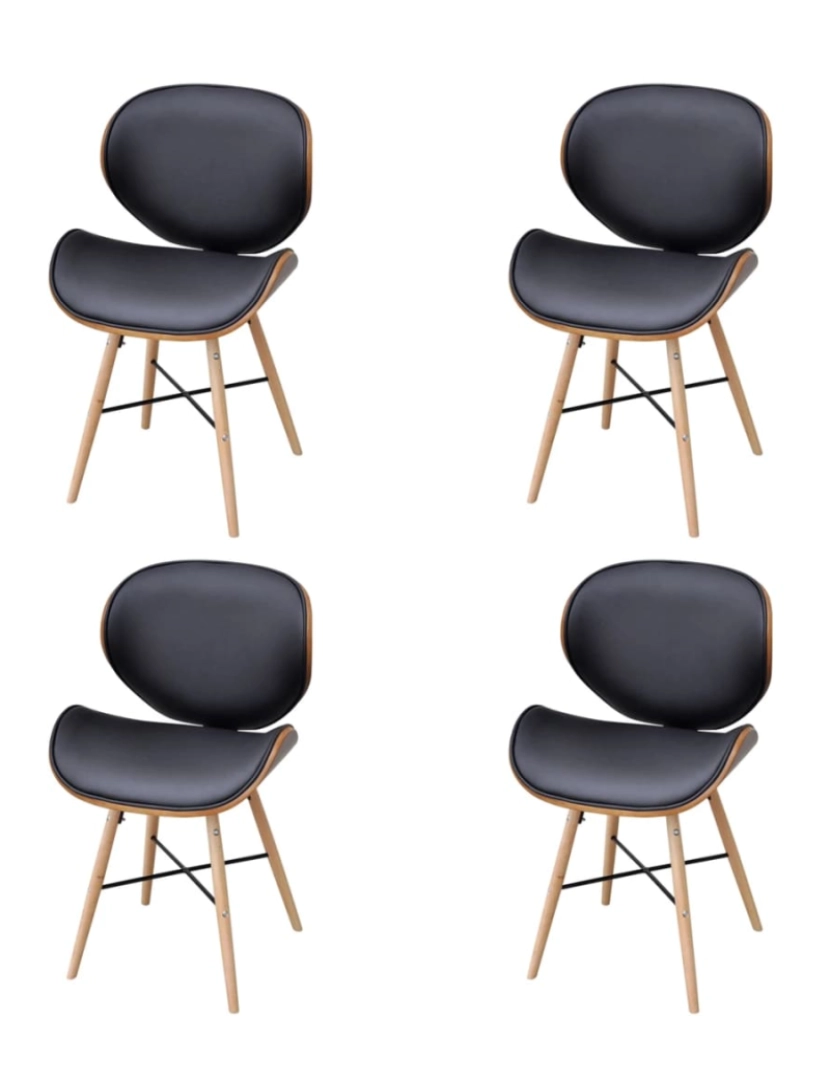 imagem de vidaXL Cadeiras jantar 4 pcs madeira curvada e couro artificial1