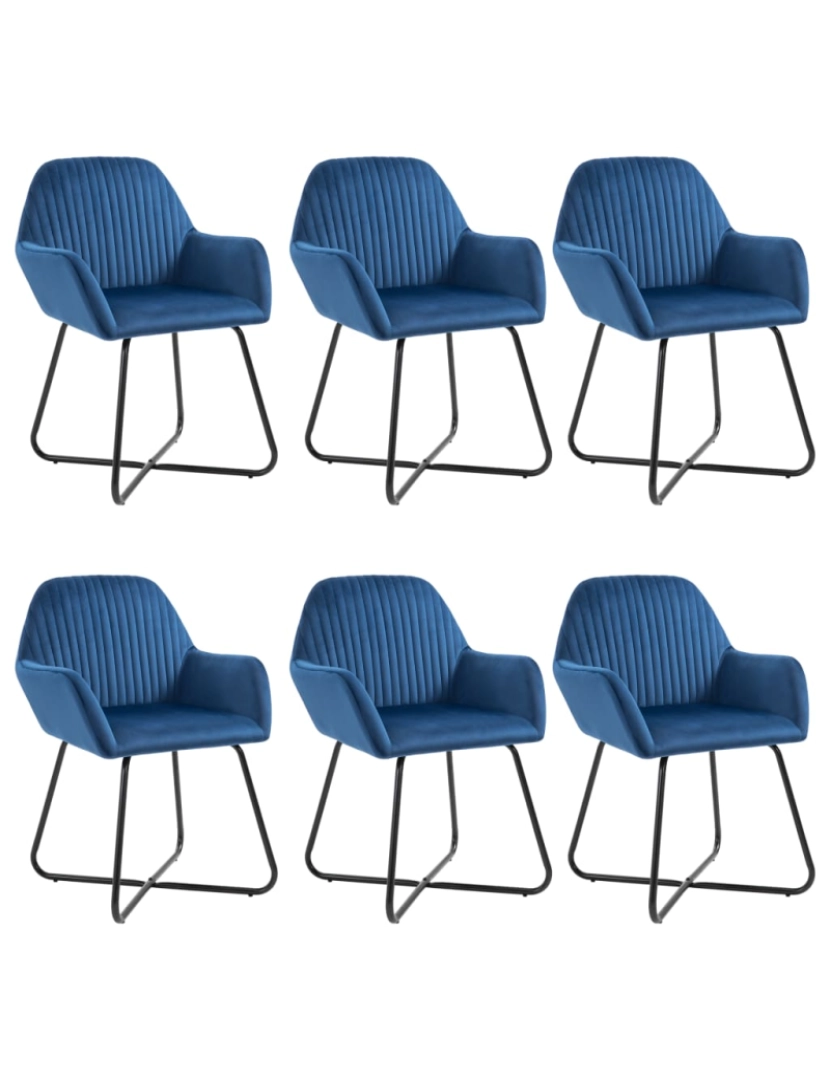 imagem de vidaXL Cadeiras de jantar 6 pcs veludo azul2