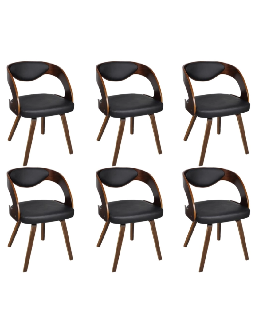 imagem de vidaXL Cadeiras de jantar 6 pcs couro artificial castanho1