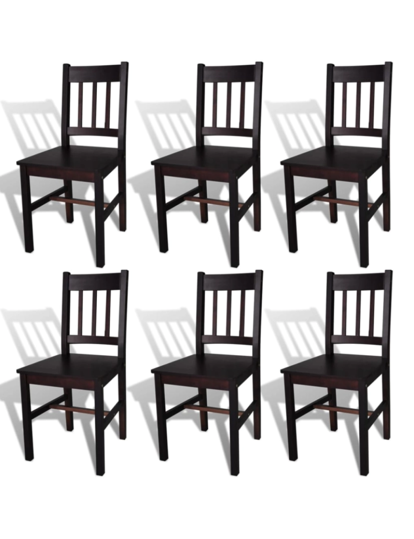 Vidaxl - vidaXL Cadeiras de jantar 6 pcs madeira de pinho castanho-escuro
