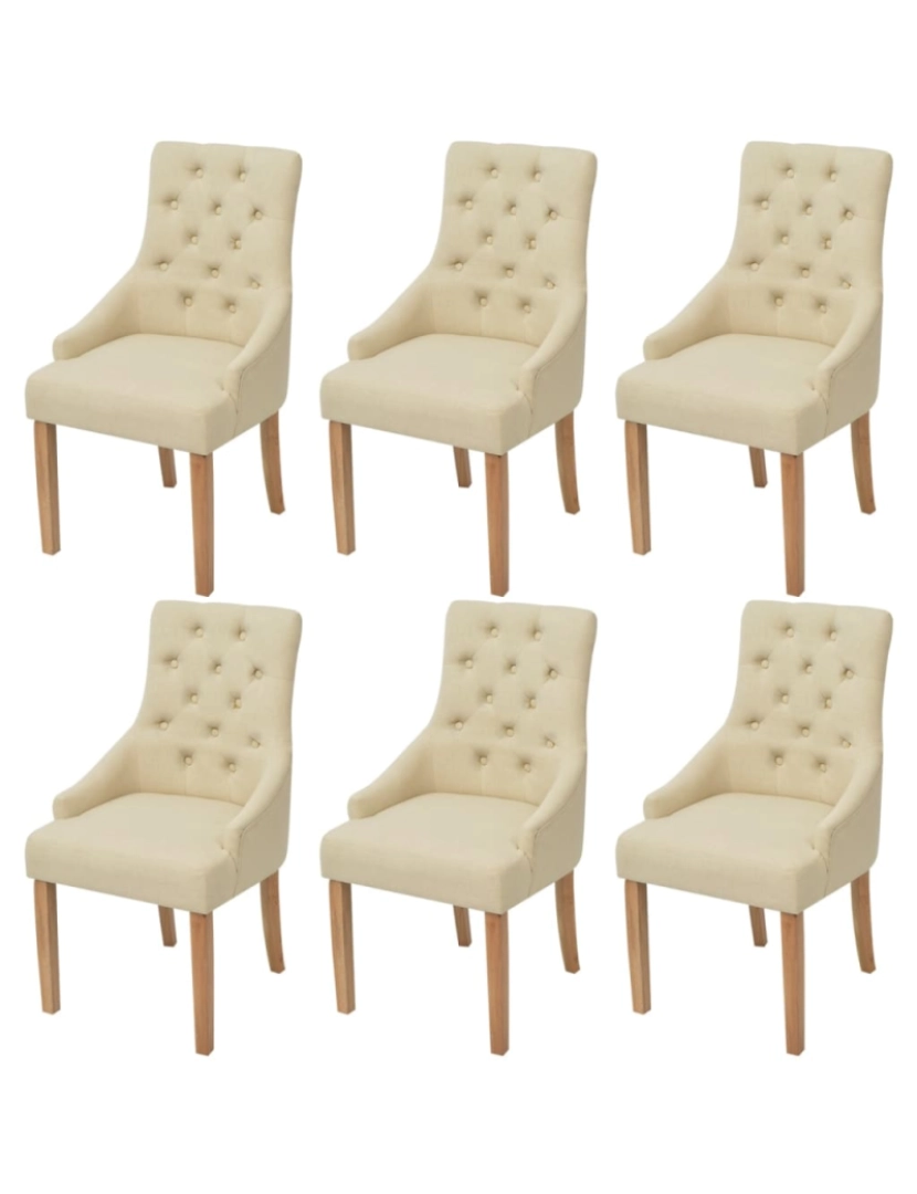 imagem de vidaXL Cadeiras de jantar 6 pcs tecido cor creme2