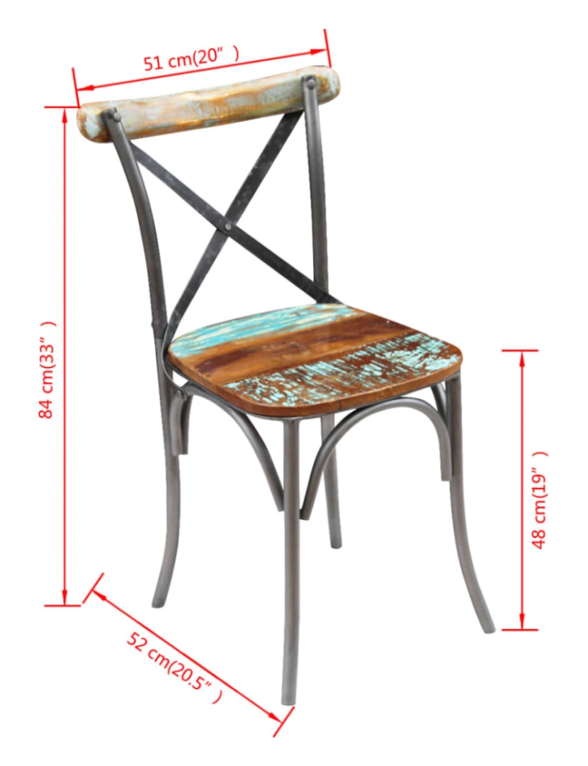 imagem de vidaXL Cadeiras de jantar 4 pcs madeira recuperada maciça6