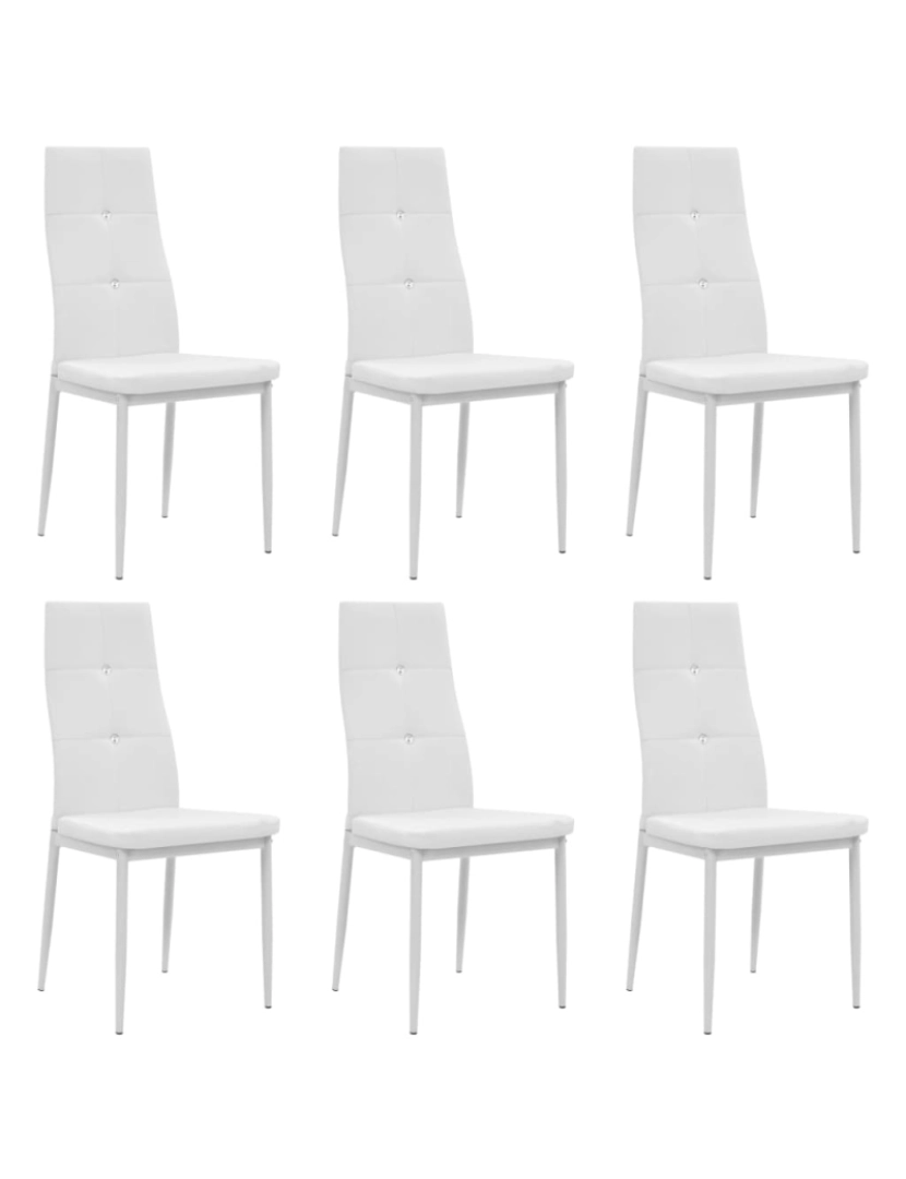 imagem de vidaXL Cadeiras de jantar 6 pcs couro artificial branco2