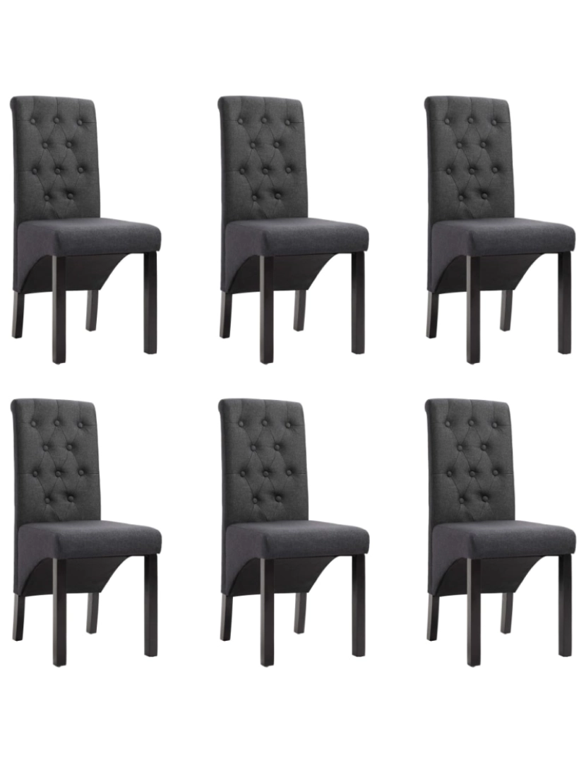 imagem de vidaXL Cadeiras de jantar 6 pcs tecido cinzento-escuro1