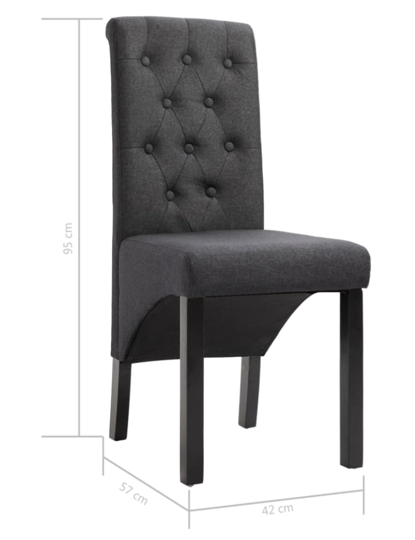 imagem de vidaXL Cadeiras de jantar 6 pcs tecido cinzento-escuro9
