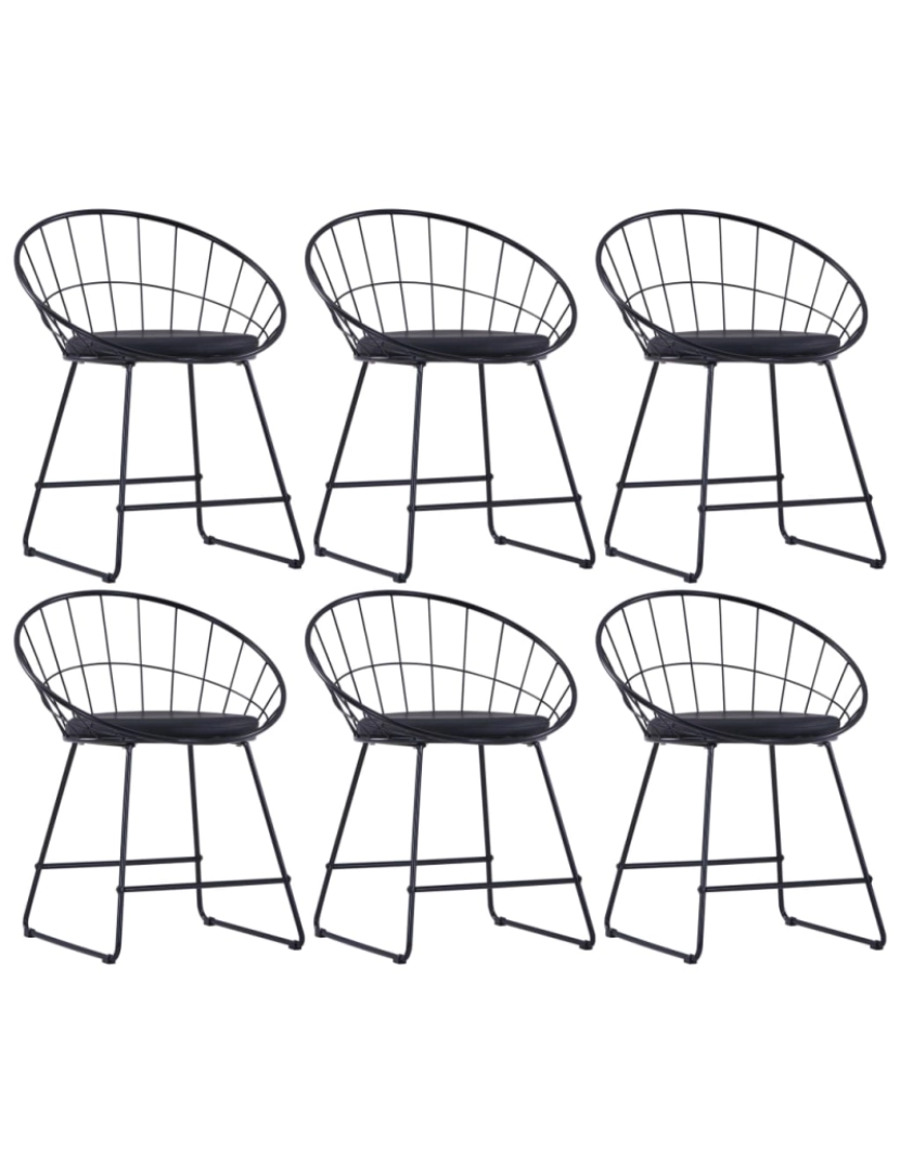 imagem de vidaXL Cadeiras jantar c/ assentos em couro artificial 6 pcs aço preto2