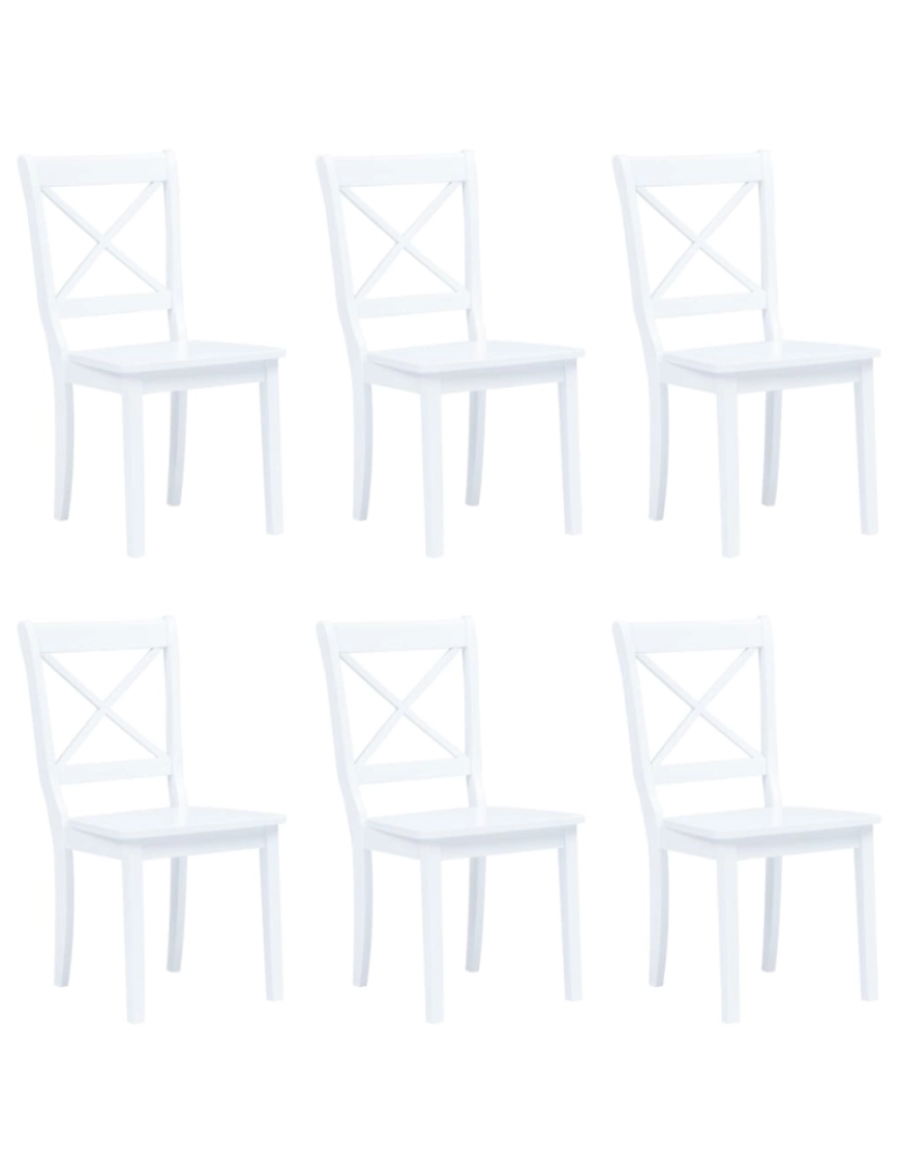 Vidaxl - vidaXL Cadeiras de jantar 6 pcs seringueira maciça branco