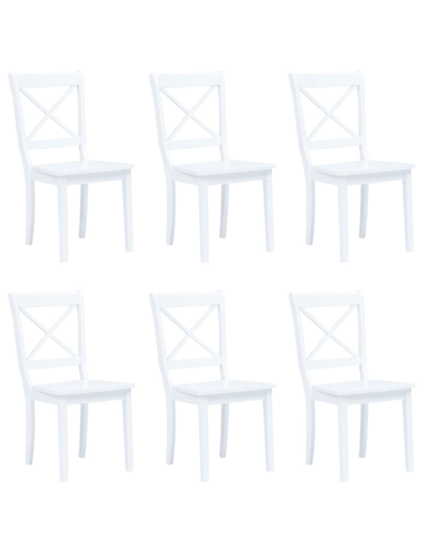 imagem de vidaXL Cadeiras de jantar 6 pcs seringueira maciça branco2