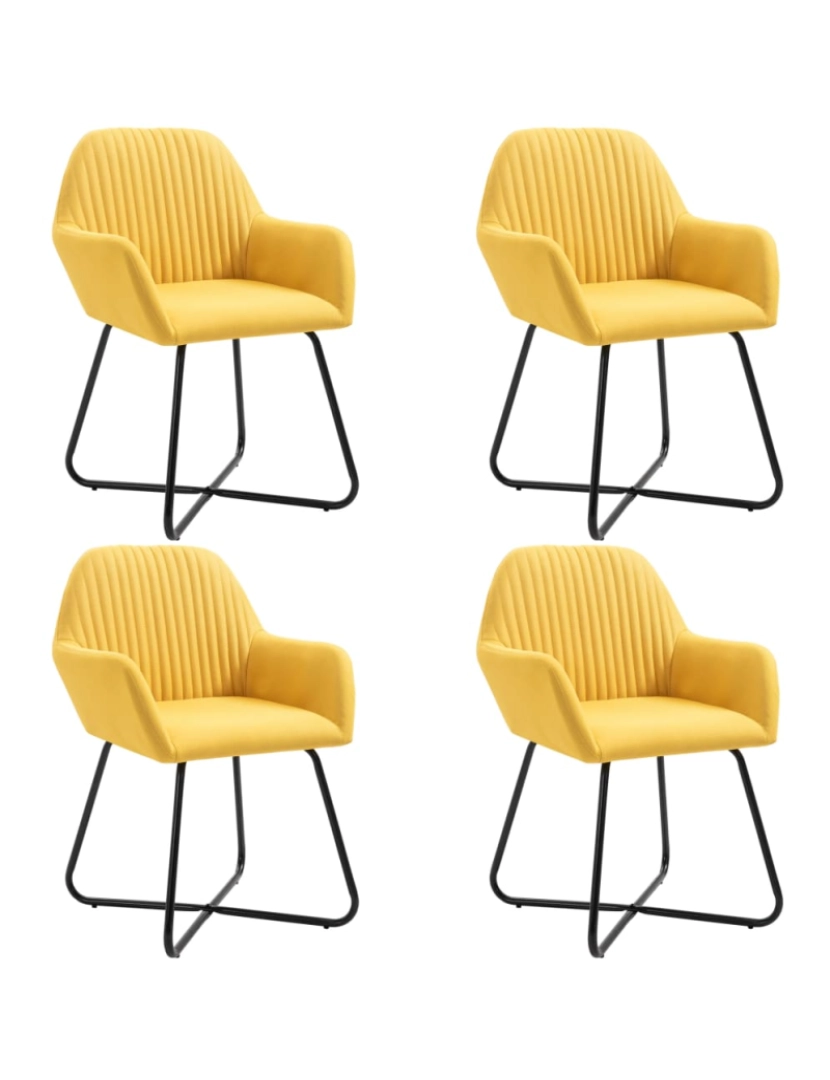imagem de vidaXL Cadeiras de jantar 4 pcs tecido amarelo1