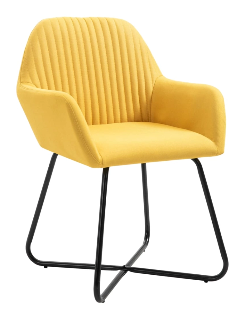 imagem de vidaXL Cadeiras de jantar 4 pcs tecido amarelo3