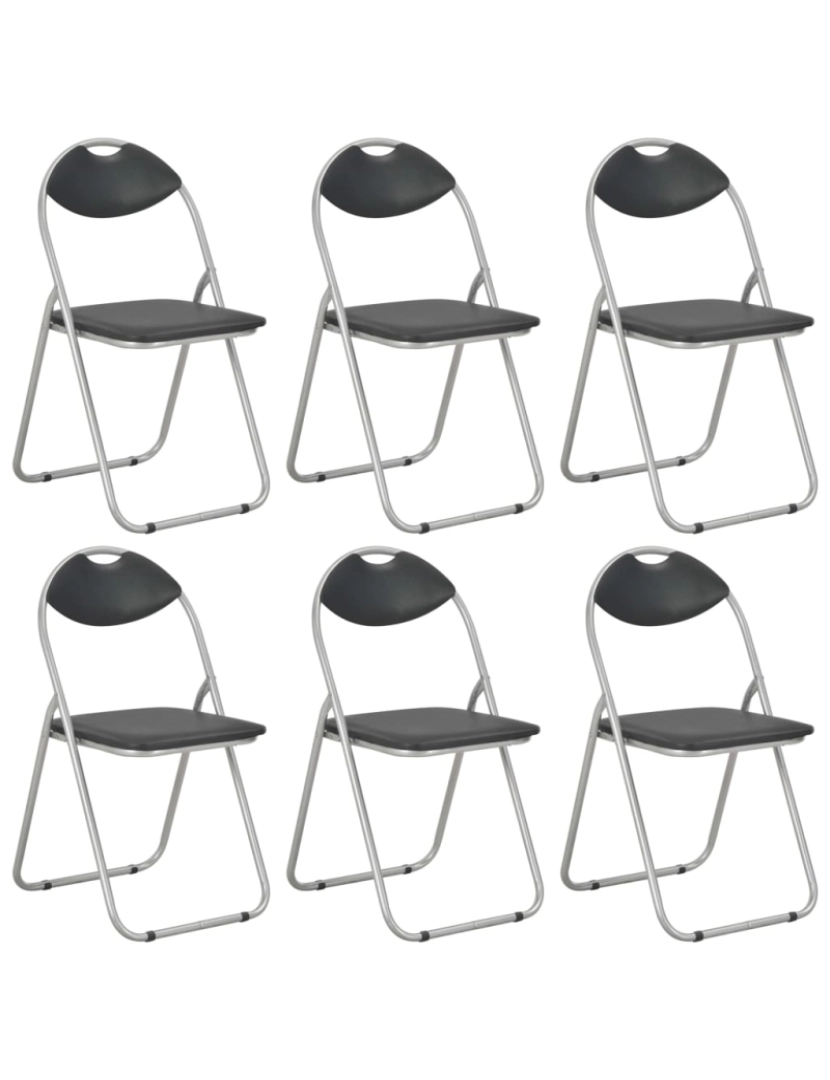 imagem de vidaXL Cadeiras de jantar dobráveis 6 pcs couro artificial preto2