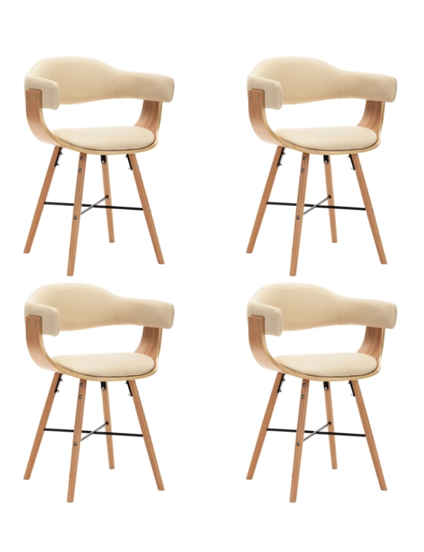 Vidaxl - vidaXL Cadeiras de jantar 4 pcs couro artificial creme madeira curvada