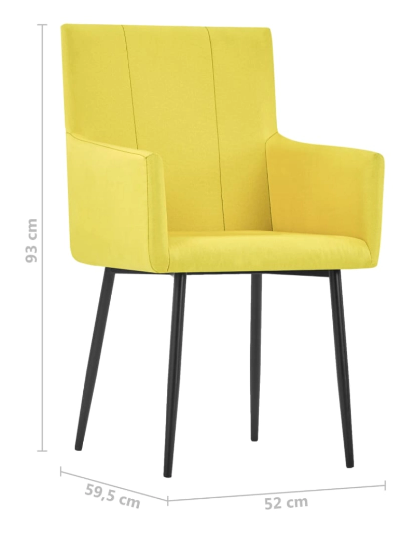imagem de vidaXL Cadeiras de jantar com apoio de braços 6 pcs tecido amarelo9
