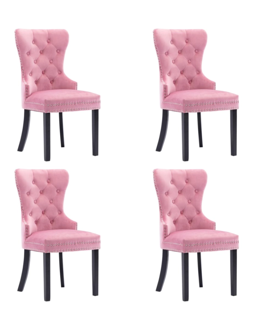 imagem de vidaXL Cadeiras de jantar 4 pcs veludo rosa1