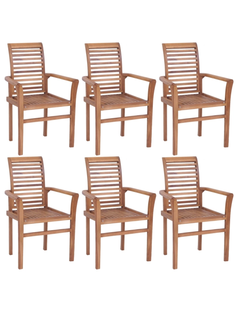 Vidaxl - vidaXL Cadeiras de jantar empilháveis 6 pcs madeira de teca maciça