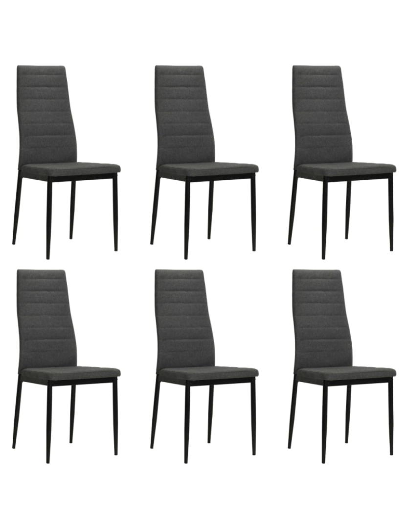 imagem de vidaXL Cadeiras de jantar 6 pcs tecido cinzento-escuro1