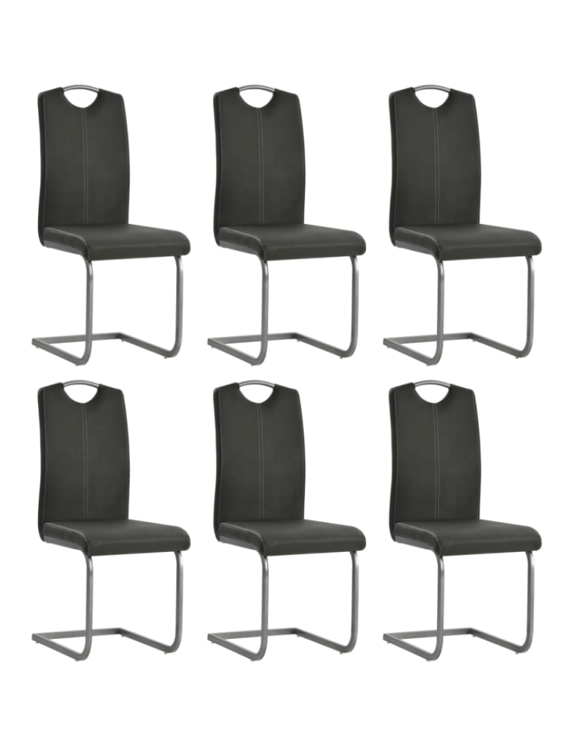 Vidaxl - vidaXL Cadeiras de jantar cantilever 6 pcs couro artificial cinzento