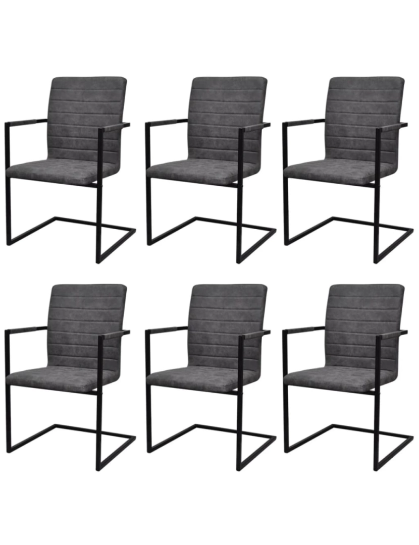 Vidaxl - vidaXL Cadeiras de jantar cantilever 6 pcs couro artificial cinzento