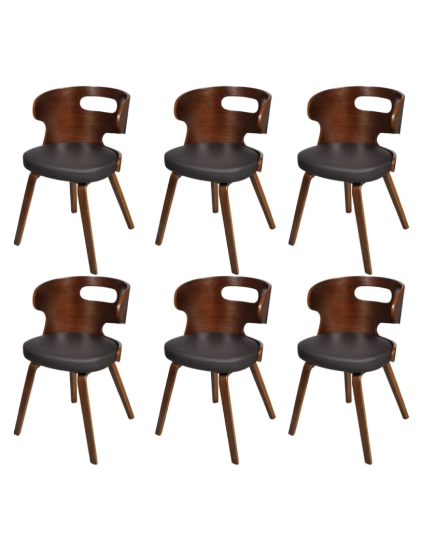 imagem de vidaXL Cadeiras de jantar 6 pcs couro artificial castanho1