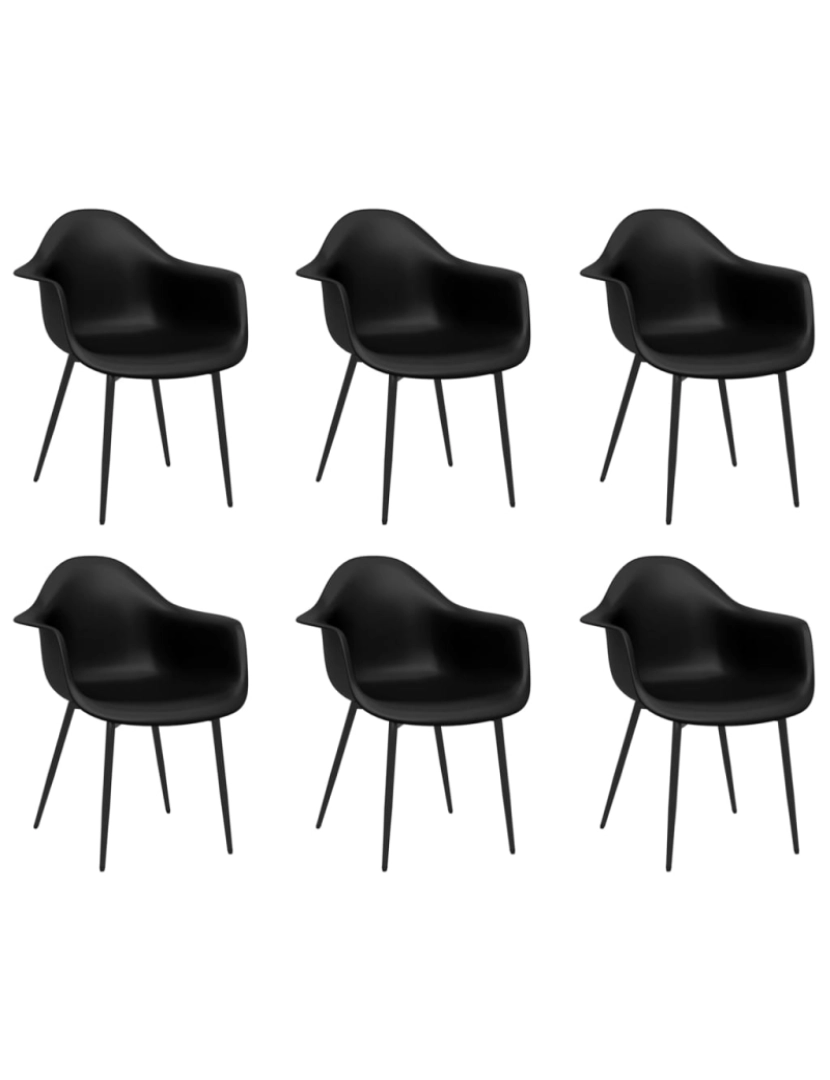 imagem de vidaXL Cadeiras de jantar 6 pcs PP preto1