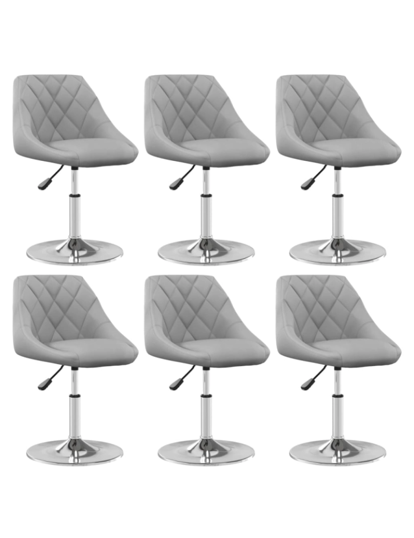 imagem de vidaXL Cadeiras de jantar giratórias 6 pcs veludo cinzento-claro2