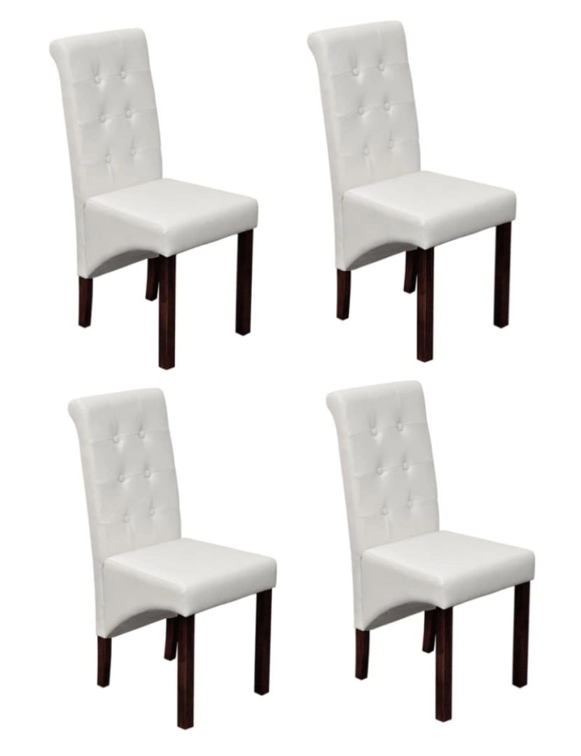 imagem de vidaXL Cadeiras de jantar 4 pcs couro artificial branco2