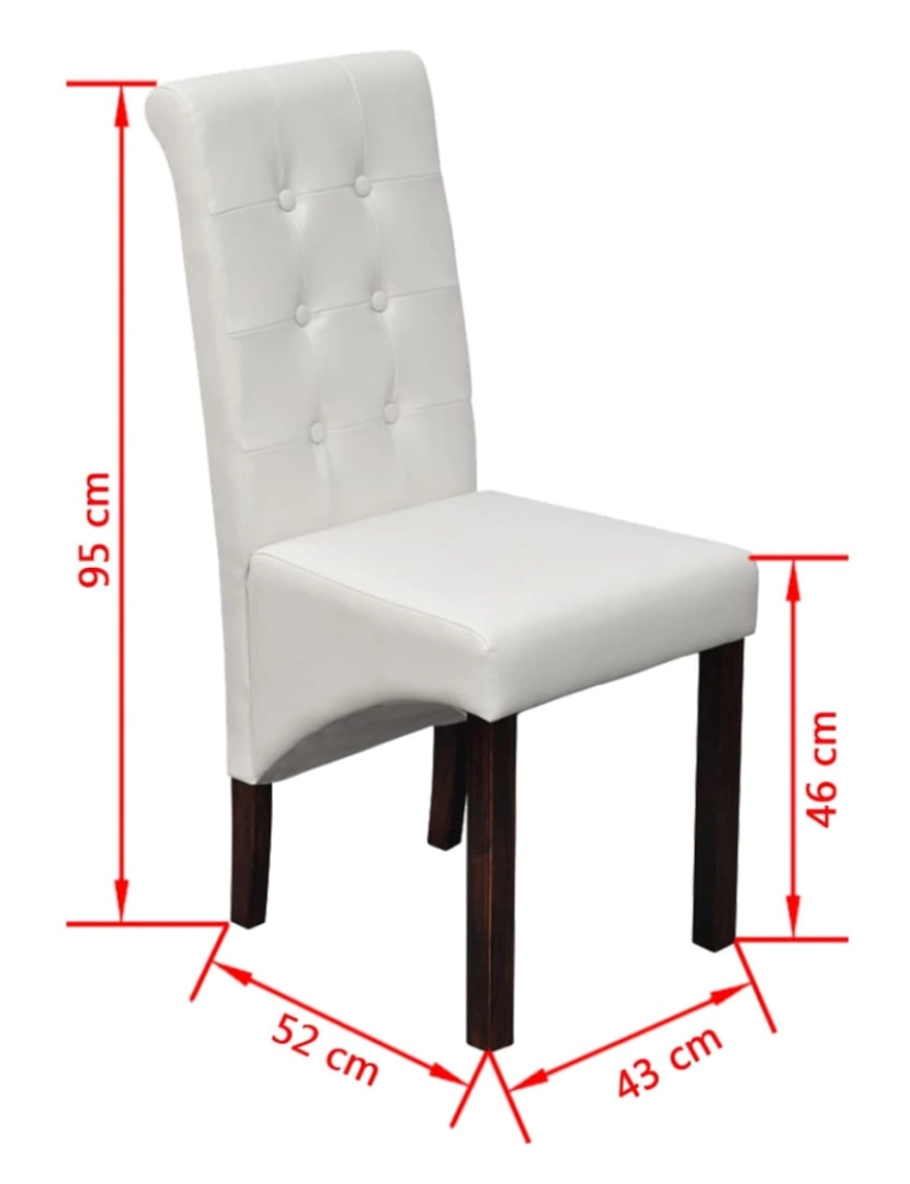 imagem de vidaXL Cadeiras de jantar 4 pcs couro artificial branco9