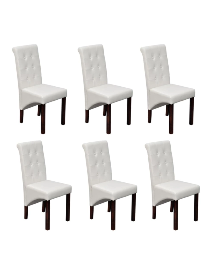 imagem de vidaXL Cadeiras de jantar 6 pcs couro artificial branco2