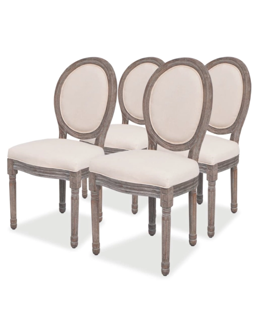 imagem de vidaXL Cadeiras de jantar 4 pcs tecido cor creme1