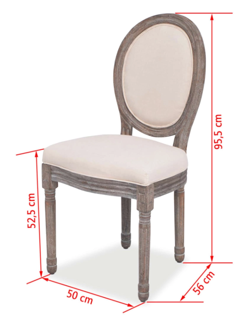 imagem de vidaXL Cadeiras de jantar 4 pcs tecido cor creme8