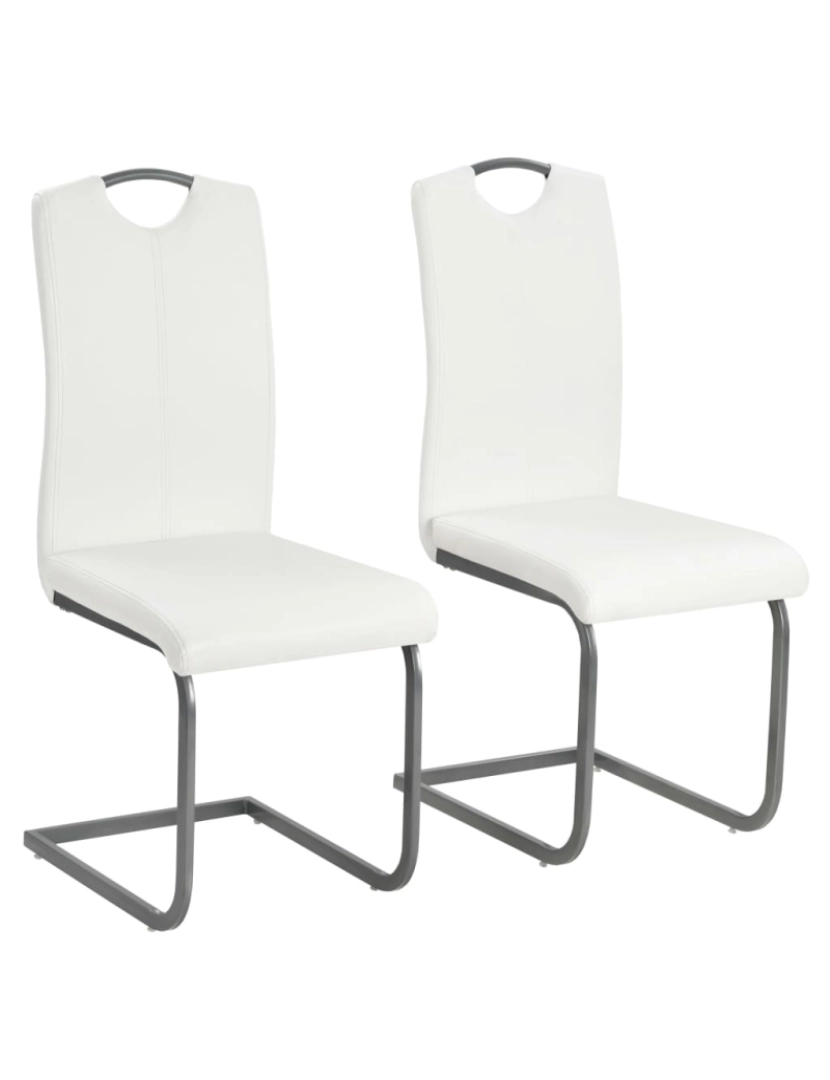 imagem de vidaXL Cadeiras de jantar cantilever 2 pcs couro artificial branco1