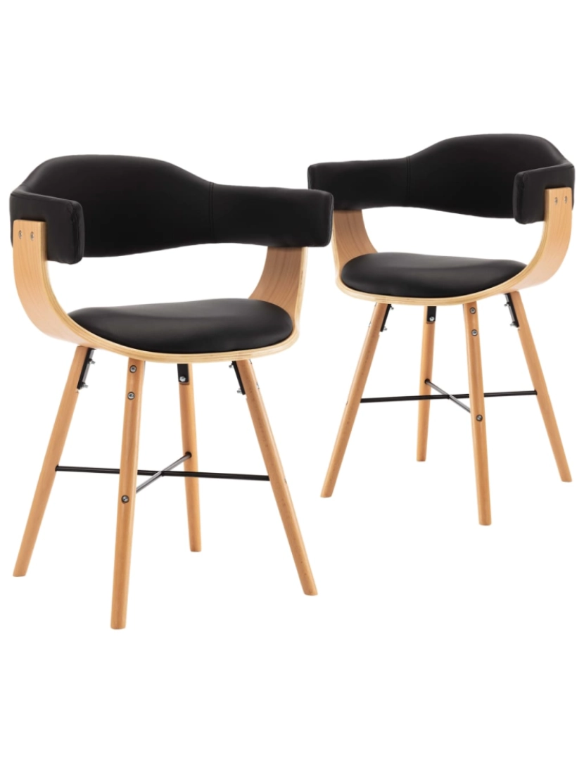 Vidaxl - vidaXL Cadeiras de jantar 2 pcs couro artificial preto madeira curvada