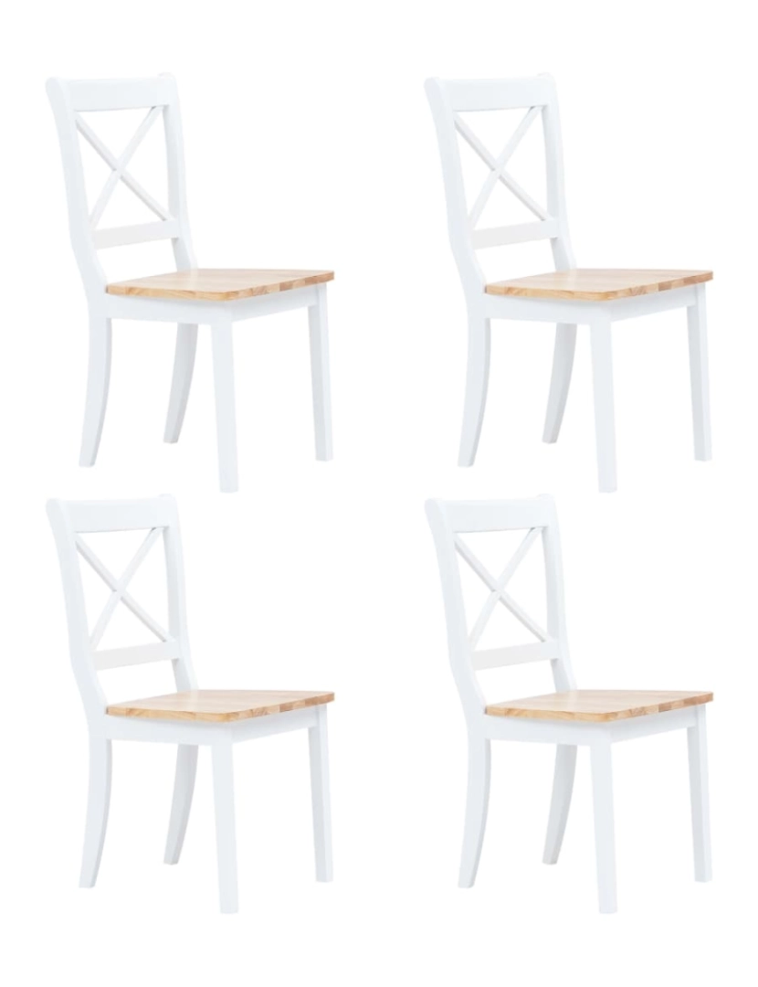 Vidaxl - vidaXL Cadeiras de jantar 4pcs seringueira maciça branco/madeira clara