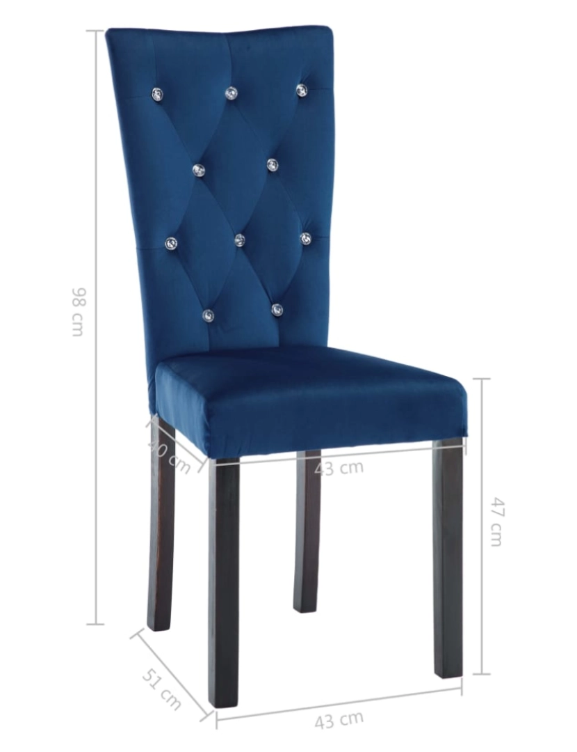 imagem de vidaXL Cadeiras de jantar 2 pcs veludo azul-escuro11