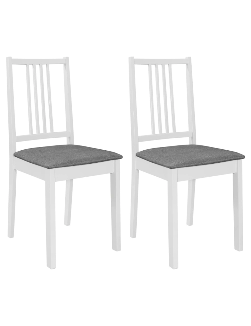 imagem de vidaXL Cadeiras de jantar com almofadões 2 pcs madeira maciça branco1