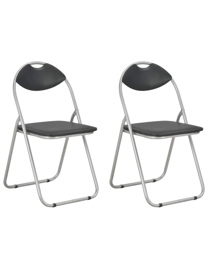 imagem de vidaXL Cadeiras de jantar dobráveis 2 pcs couro artificial preto1