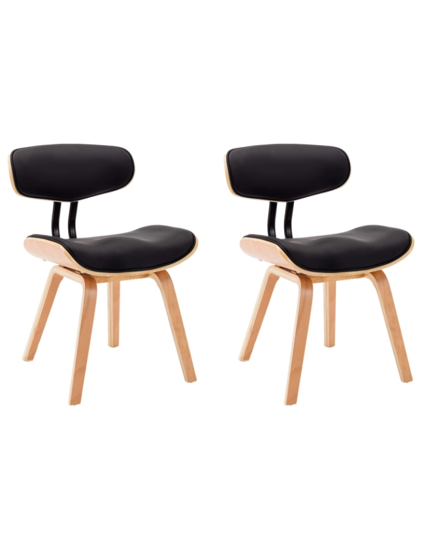 Vidaxl - vidaXL Cadeiras jantar 2 pcs madeira curvada e couro artificial preto
