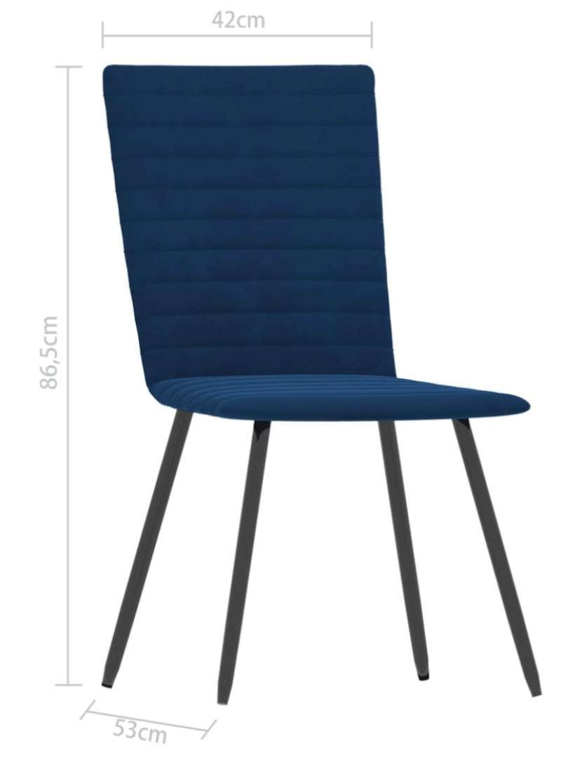 imagem de vidaXL Cadeiras de jantar 2 pcs veludo azul8