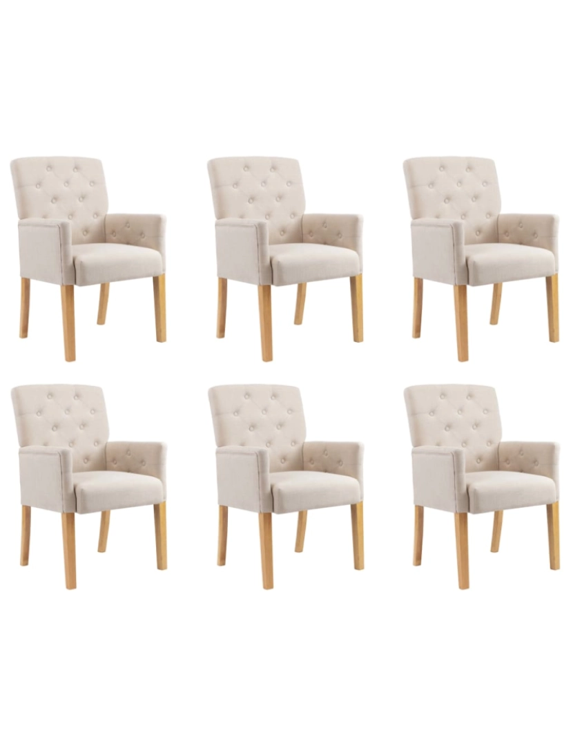 Vidaxl - vidaXL Cadeiras de jantar com apoio de braços 6 pcs tecido bege