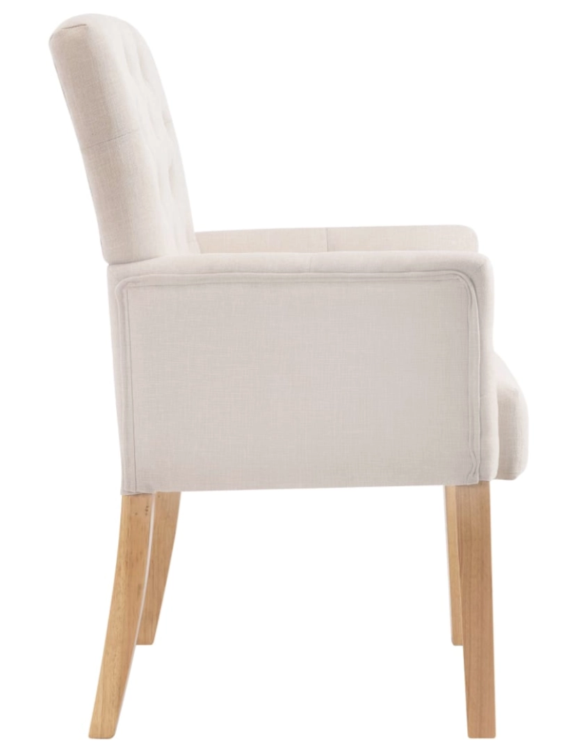 imagem de vidaXL Cadeira de jantar com apoio de braços tecido bege5