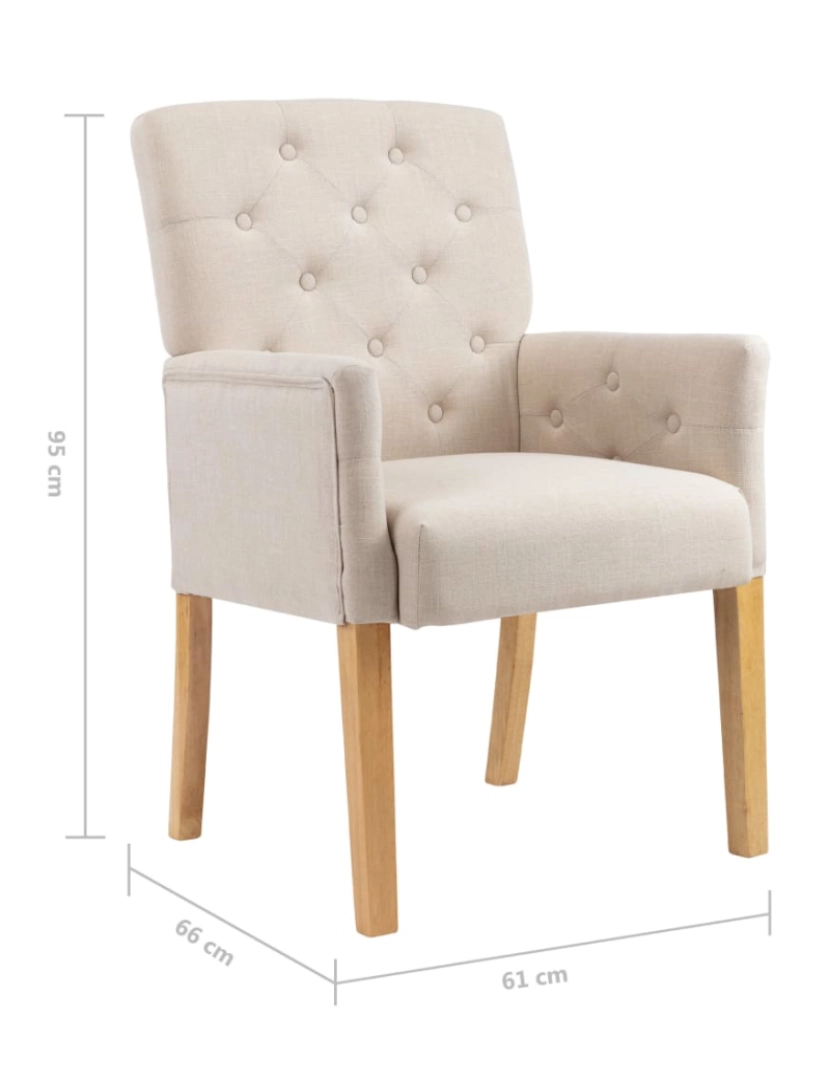imagem de vidaXL Cadeira de jantar com apoio de braços tecido bege8