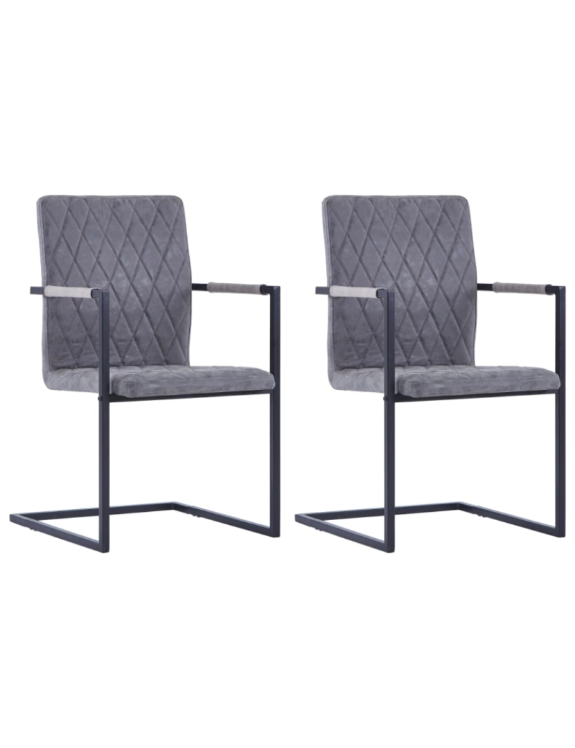Vidaxl - vidaXL Cadeiras de jantar cantilever 2pcs couro artif. cinzento-escuro