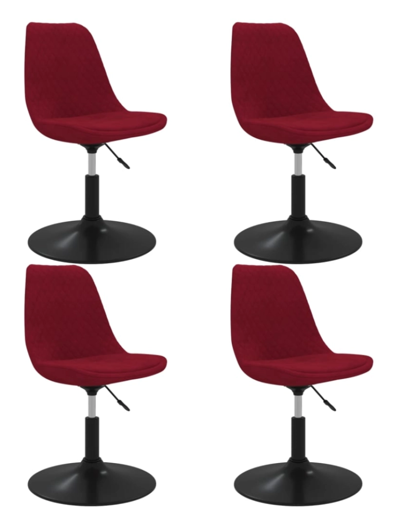 Vidaxl - vidaXL Cadeiras de jantar giratórias 4 pcs veludo vermelho tinto