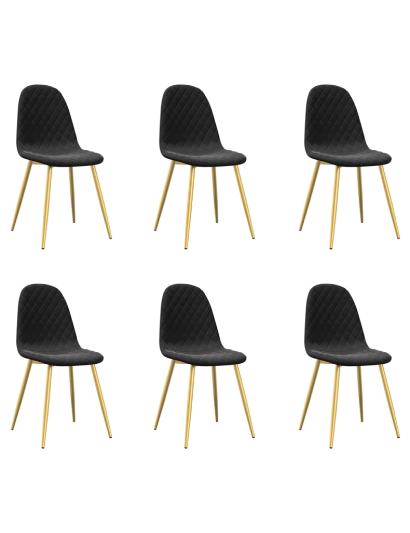 imagem de vidaXL Cadeiras de jantar 6 pcs veludo preto1