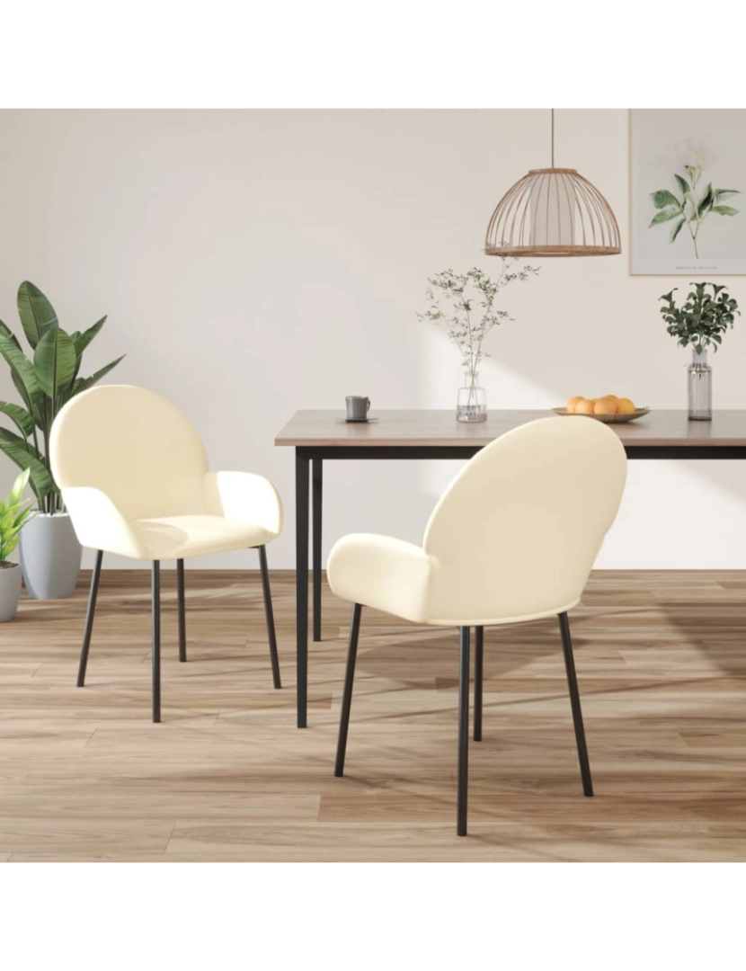 imagem de vidaXL Cadeiras de jantar 2 pcs couro artificial cor creme2