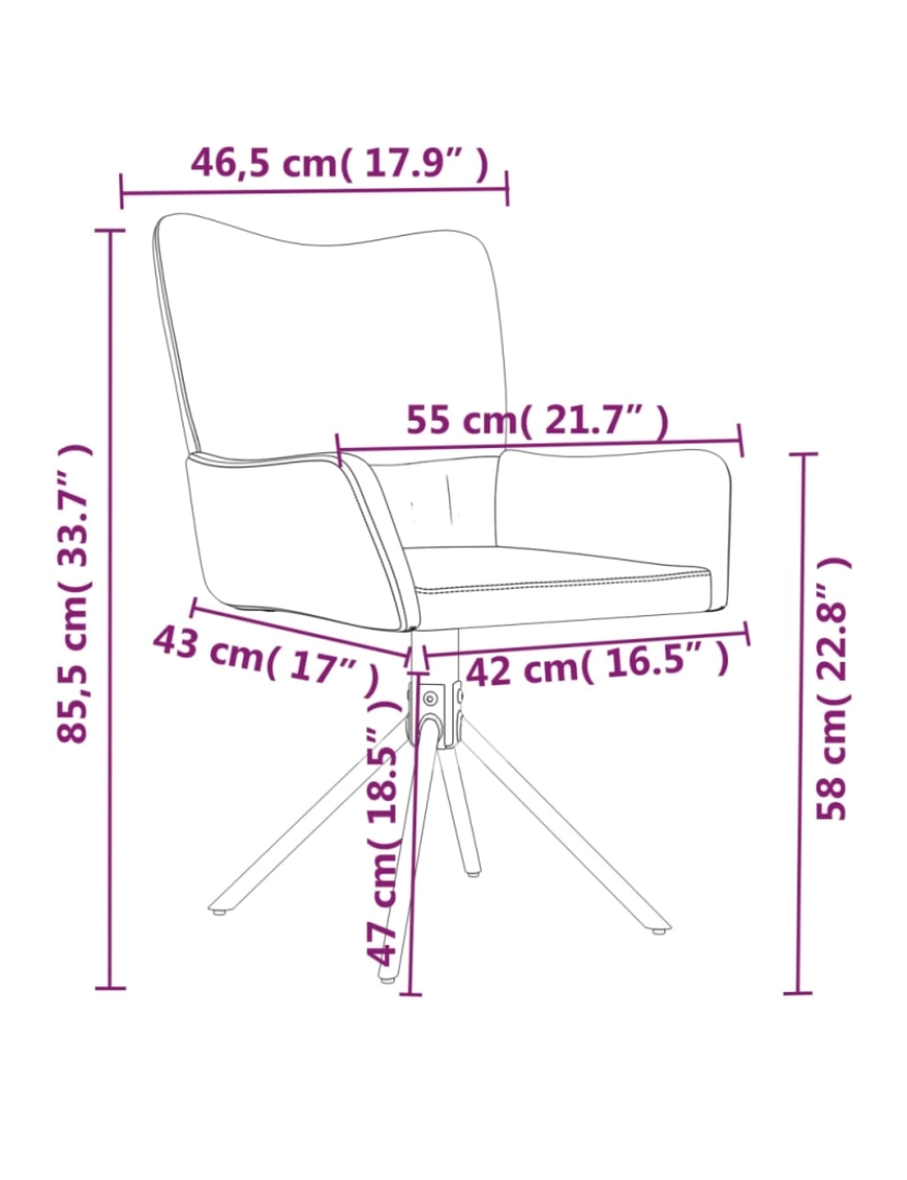 imagem de vidaXL Cadeiras de jantar giratórias 2 pcs veludo cor creme11